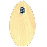 Skimboard SkimOne Lanikai in Holzoptik, ovale Form, Draufsicht auf Oberseite mit Logo