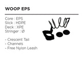 Wave Power Bodyboard Woop EPS schwarz mit Mondschwanz, HDPE Belag, XPE Deck und kostenlosem Nylon Leash