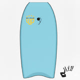 Wave Power Bodyboard Woop in Hellblau mit Logo, Draufsicht