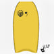 Wave Power Bodyboard Woop gelb mit schwarzem Logo, Draufsicht