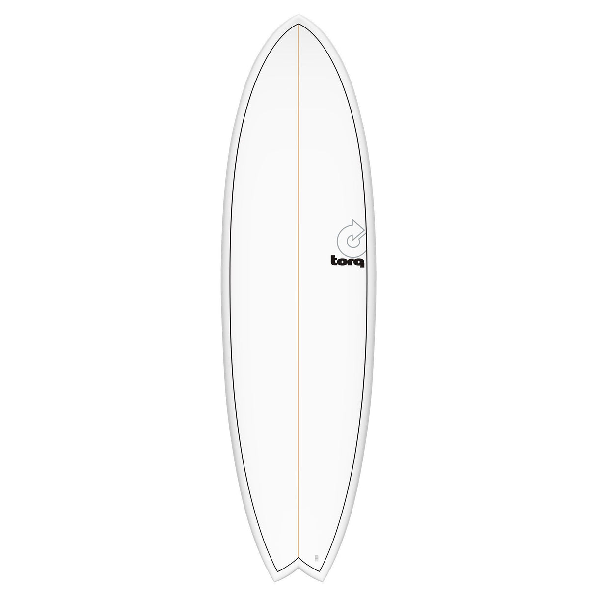 Torq TET MOD Fun & Fish Surfboard, weiß mit grauer Kante, Fischform, Draufsicht