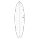 Torq TET MOD Fun & Fish Surfboard, weiß mit grauer Kante, Fischform, Draufsicht