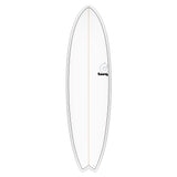 Torq TET MOD Fun & Fish Surfboard, weiß mit grauem Rail, Fischform, Draufsicht