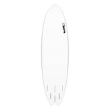 Torq TET MOD Fun & Fish Surfboard, weiß, Fischform, Draufsicht, modernes Design mit Finnen