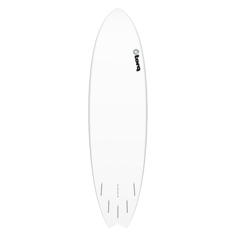 Torq TET MOD Fun & Fish Surfboard, weiß, Fischform, Draufsicht, modernes Design mit Finnen