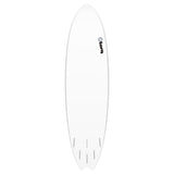 Torq TET MOD Fun & Fish Surfboard, weiß, von oben, Fischform mit abgerundetem Nose und Tail Design