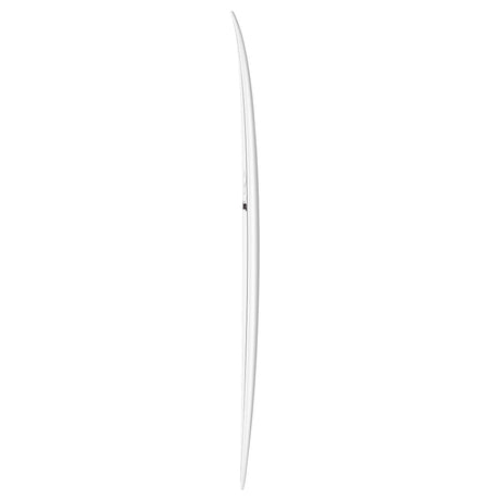 Torq TET MOD Fun & Fish Surfboard, weiß, Seitenansicht des schlanken Boards mit abgerundeter Spitze