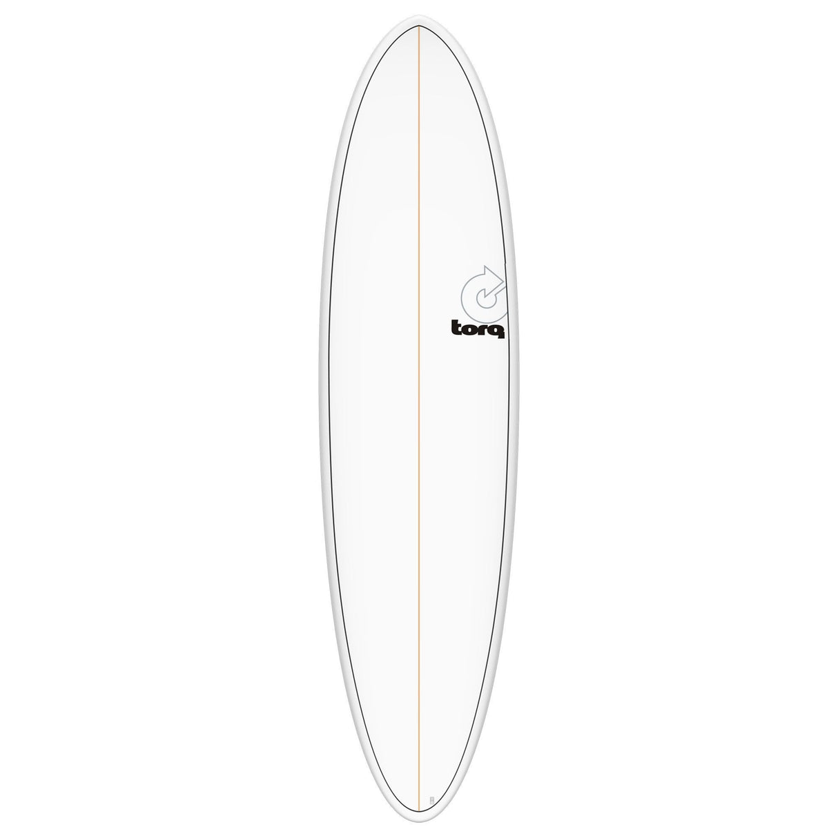 Torq TET MOD Fun & Fish Surfboard, weiss mit grauem Rail, schlanke Silhouette, Frontalansicht