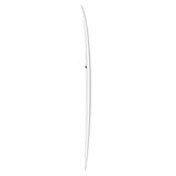 Torq TET MOD Fun & Fish Surfboard, weiß, längliche Form mit spitzem Ende, Seitenansicht