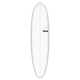 Torq TET V+ MOD Fun Surfboard, weiß mit grauem Rail, Draufsicht auf das komplette Board mit Centerline und Torq-Logo