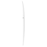 Torq TET V+ MOD Fun Surfboard in Weiß, Seitenansicht, schmales Design mit eleganter Kurvenform