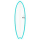 Torq TET MOD Fun & Fish Surfboard, türkis mit weißem Deck, Fischform, Ansicht von vorne