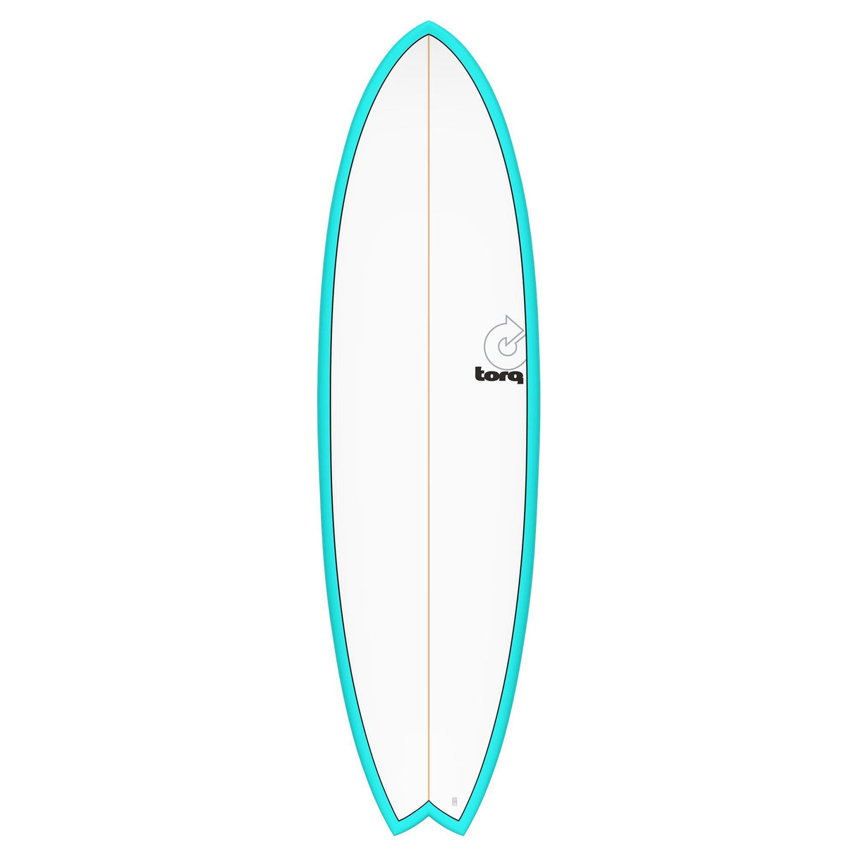 Torq TET MOD Fun & Fish Surfboard, türkis mit weißem Deck, Fischform, Draufsicht