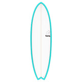 Torq TET MOD Fun & Fish Surfboard, türkis mit weißem Deck, Fischform, Draufsicht
