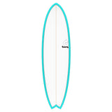 Torq TET MOD Fun & Fish Surfboard in Türkis, Draufsicht, mit fischförmiger Nose und Tail Design