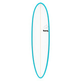 Torq TET MOD Fun & Fish Surfboard, türkis-weiß, Frontalansicht, ovale Form mit Torq-Logo