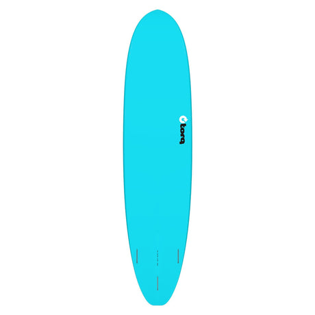 Torq TET V+ MOD Fun Surfboard in Türkis, Draufsicht auf das komplette Board mit abgerundeter Nose und Tail