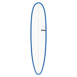 Torq TET Longboard mit blauer Kante und weißem Deck, Draufsicht
