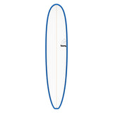 Torq TET Longboard mit blauer Kante und weißem Deck, Draufsicht