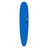 Torq TET Longboard in Blau, Draufsicht auf das vollständige Surfboard mit oval geformtem Deck und Torq-Logo