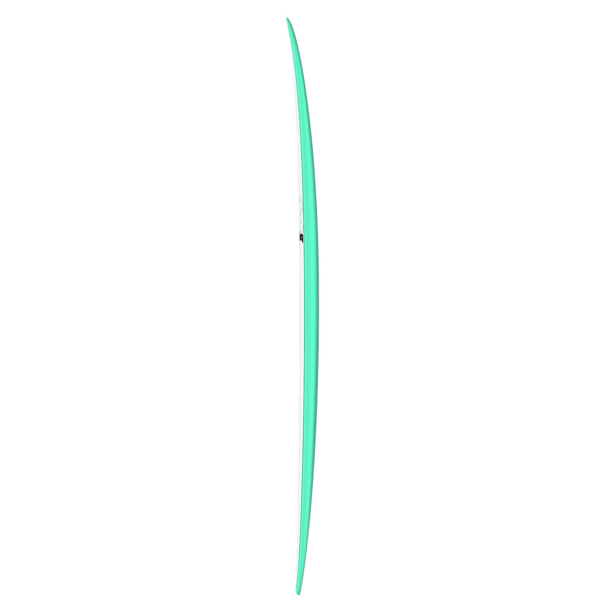 Torq TET V+ MOD Fun Surfboard in Mint-Grün, Seitenansicht auf weißem Hintergrund