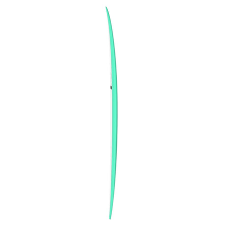 Torq TET V+ MOD Fun Surfboard in Mint-Grün, Seitenansicht auf weißem Hintergrund
