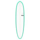 Torq TET V+ MOD Fun Surfboard mit türkisem Rail und cremefarbenem Deck, Ansicht von oben