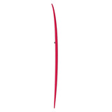 Torq TET MOD Fun Surfboard in Rot, Seitenansicht des schlanken Boards mit geschwungener Form