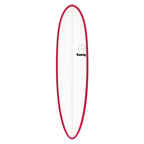 Torq TET MOD Fun Surfboard mit burgundy Rails und weißem Deck, Draufsicht