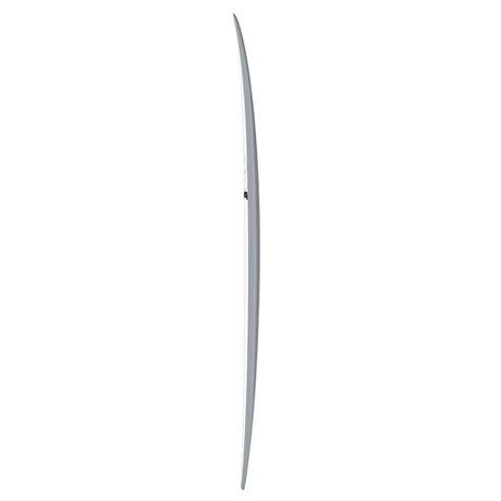 Torq TET V+ MOD Fun Surfboard in Grau, Seitenansicht mit schlankem Design und gerader Kontur