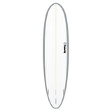 Torq TET V+ MOD Fun Surfboard mit grauem Rail und cremefarbener Oberseite, Draufsicht