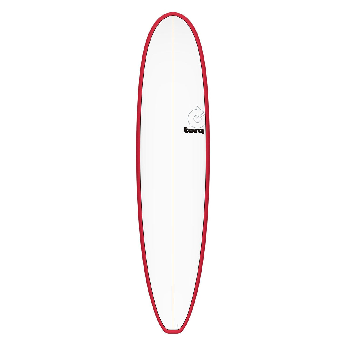 Torq TET Longboard mit roter Kante und weißem Deck, Draufsicht