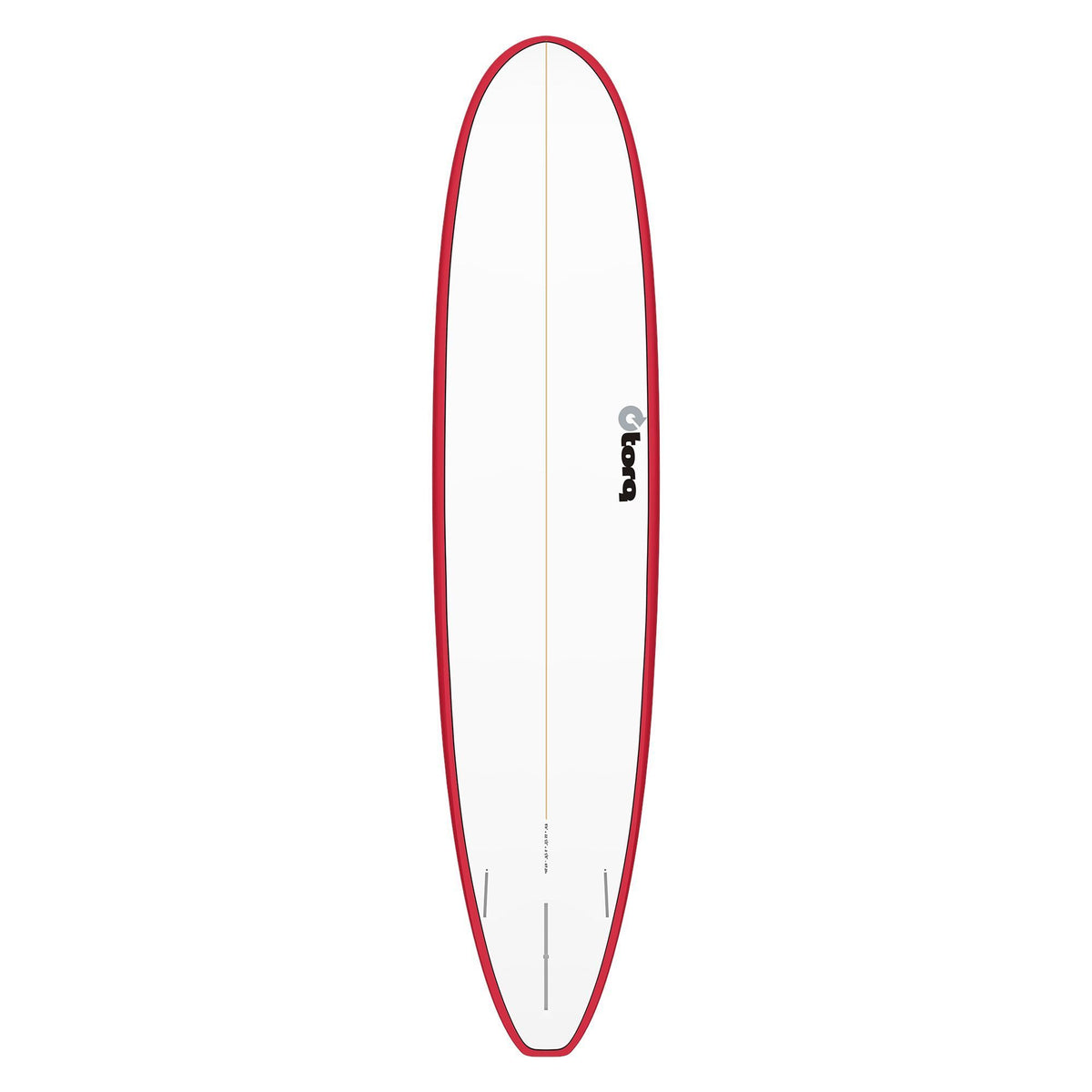 Torq TET Longboard mit roter Rails und weißem Deck, Draufsicht