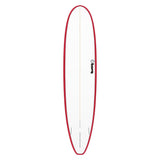 Torq TET Longboard mit roter Rails und weißem Deck, Draufsicht