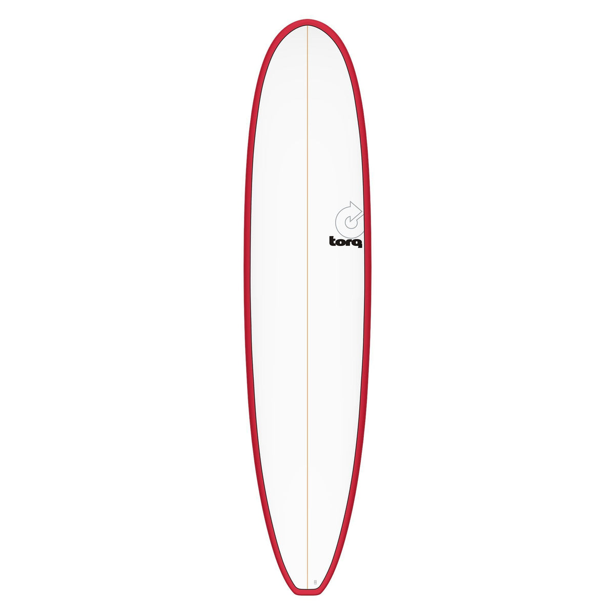 Torq TET Longboard mit roter Kante und weißem Deck, Draufsicht