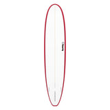Torq TET Longboard mit roter Rails und weißem Deck, Draufsicht