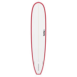 Torq TET Longboard mit roter Rails und weißem Deck, Draufsicht