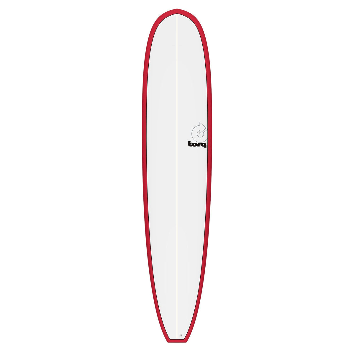 Torq TET Longboard mit roter Kante und weißem Deck, Draufsicht
