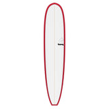 Torq TET Longboard mit roter Kante und weißem Deck, Draufsicht