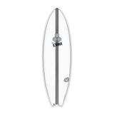 Channel Islands X-lite PodMod Surfboard, weiß mit grauem Kern, Draufsicht
