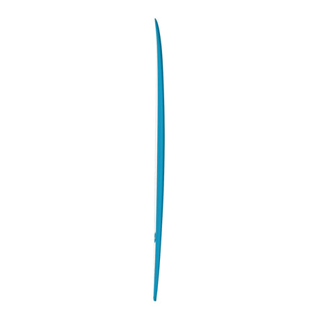 Channel Islands X-lite Chancho Surfboard in Blau, Seitenansicht des schlanken Designs