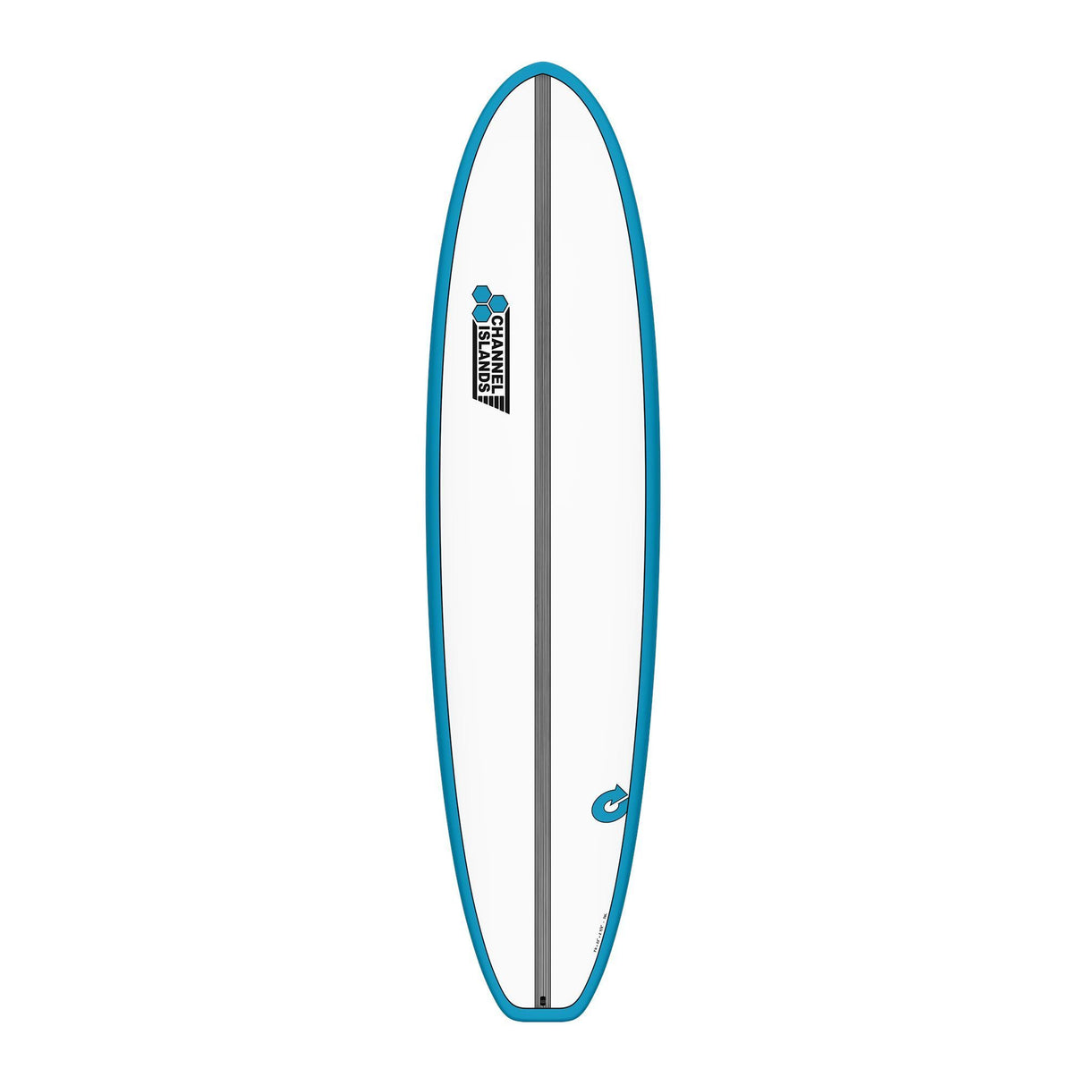 Channel Islands X-lite Chancho Surfboard, blau mit grauem Kern, Draufsicht