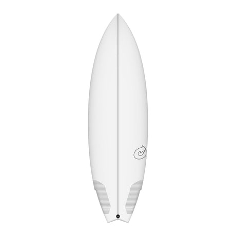 Torq TEC Go-Kart Surfboard, weiß, von oben, mit Fischform und gerillten Seitenflossen