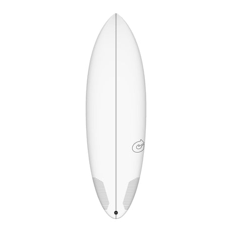 Torq TEC Multiplier Surfboard weiß, Draufsicht, modernes Design mit Finnen, Shortboard-Form