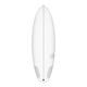 Torq TEC PG-R Surfboard in Weiß, Frontalansicht, ovale Form mit Finnen und Logo