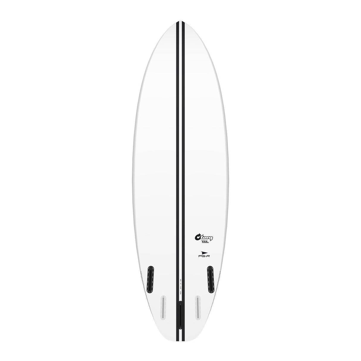 Torq TEC PG-R Surfboard weiß mit schwarzem Mittelstreifen, Draufsicht