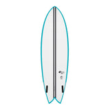 Torq TEC Twin Fish Surfboard, Türkis und Weiß, Fischform, Draufsicht
