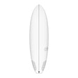 Torq TEC BigBoy 23 Surfboard, weiß, Draufsicht, ovales Design mit Finnen und Logo