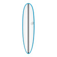 Torq TEC M2.0 Surfboard mit blauer Rails und weißem Deck, Frontansicht