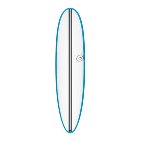 Torq TEC M2.0 Surfboard mit blauer Rails und weißem Deck, Frontansicht